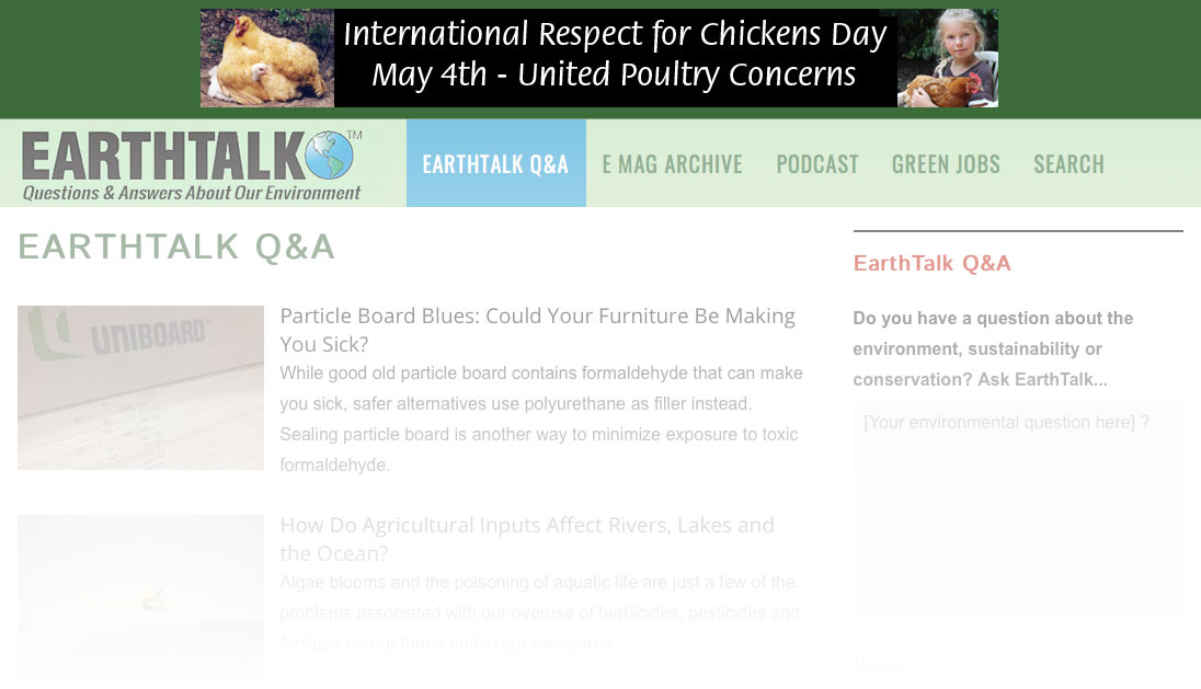 Ad appearing on the EarthTalk website