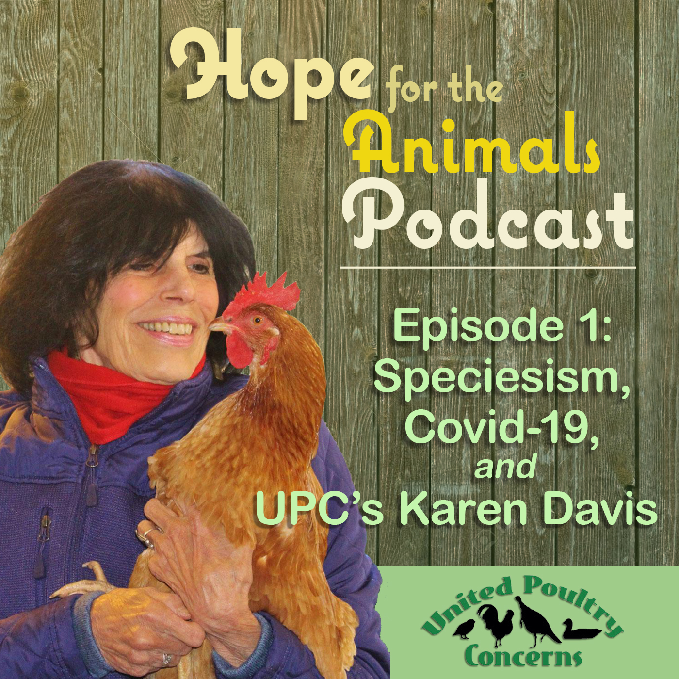 Poster with Karen Davis holding a chicken