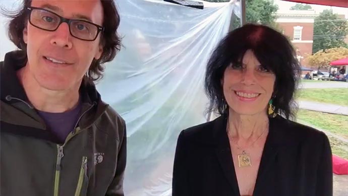 David and Karen standing in a tent